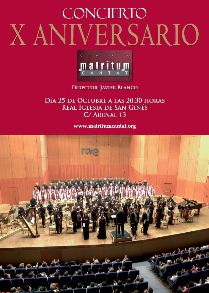 Cartel del concierto X Aniversario del Coro Matritum Cantat